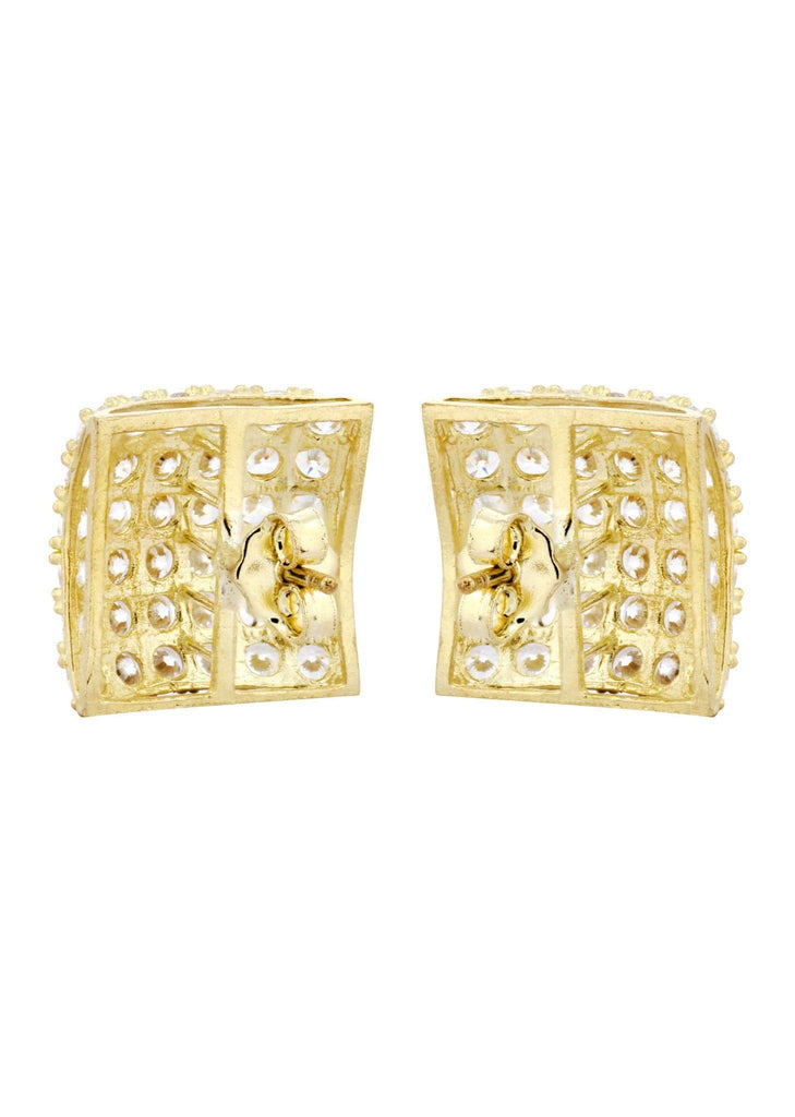 Cz 10K Yellow Gold Studs | Appx. Diameter 0.5 Inches Gold Stud Earrings FROST NYC 