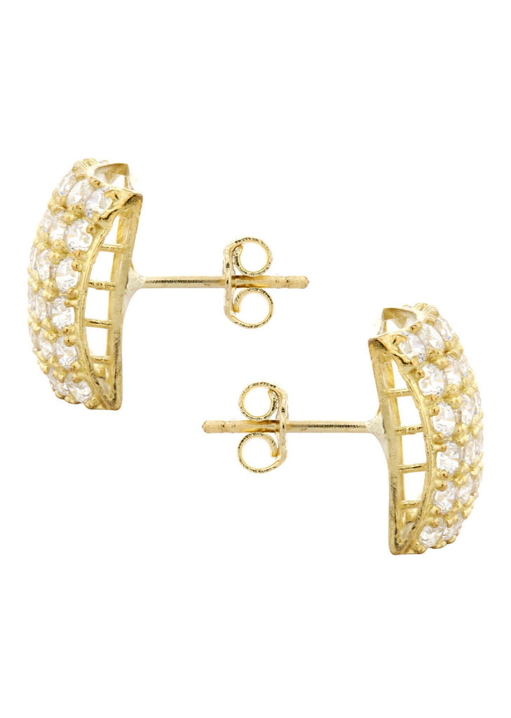 Square Cz 10K Yellow Gold Earrings | Appx 1/2 Inches Wide Gold Earrings For Men FROST NYC 