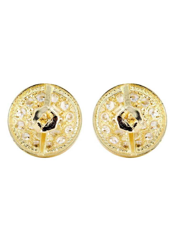 Circle Cz 10K Yellow Gold Earrings | Appx 1/2 Inches Wide Gold Earrings For Men FROST NYC 