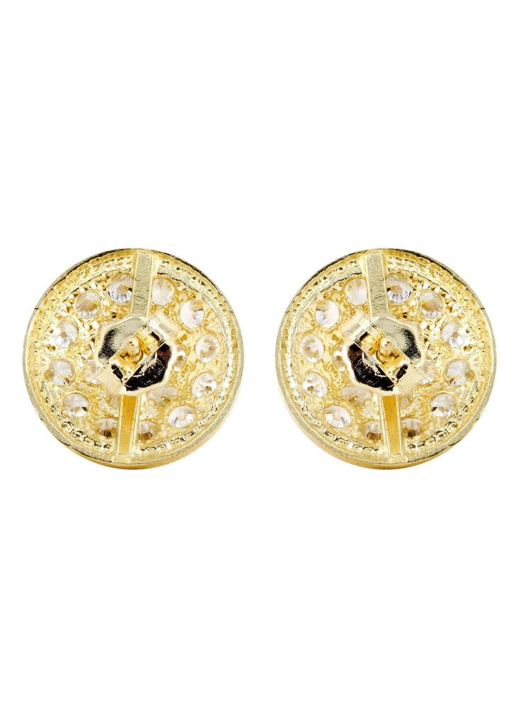 Circle Cz 10K Yellow Gold Earrings | Appx 1/2 Inches Wide Gold Earrings For Men FROST NYC 