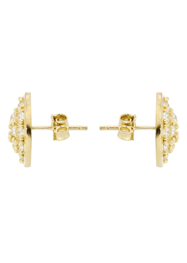 Circle Cz 10K Yellow Gold Earrings | Appx 1/2 Inches Wide Gold Earrings For Men FROST NYC 