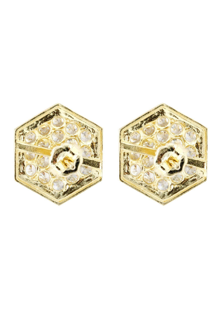 Cz 10K Yellow Gold Studs | Appx. Diameter 0.5 Inches Gold Stud Earrings FROST NYC 