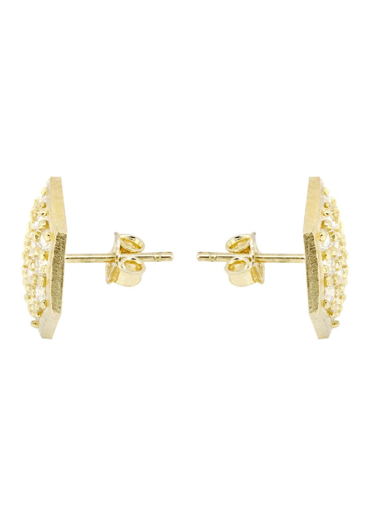 Cz 10K Yellow Gold Studs | Appx. Diameter 0.5 Inches Gold Stud Earrings FROST NYC 