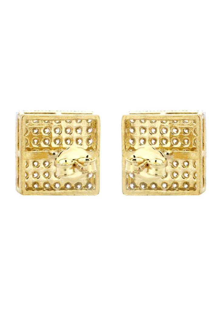 Cz 10K Yellow Gold Studs | Appx. Diameter 0.3 Inches Gold Stud Earrings FROST NYC 