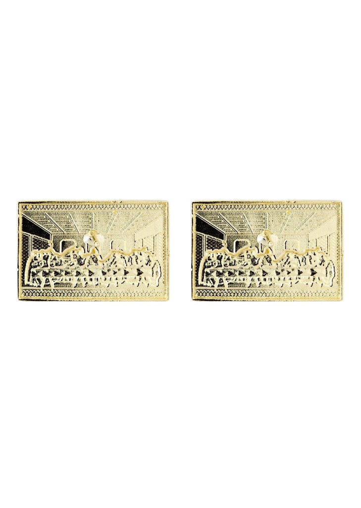 Last Supper 10K Yellow Gold Earrings | Appx 7/8 Inches Wide Gold Earrings For Men FROST NYC 