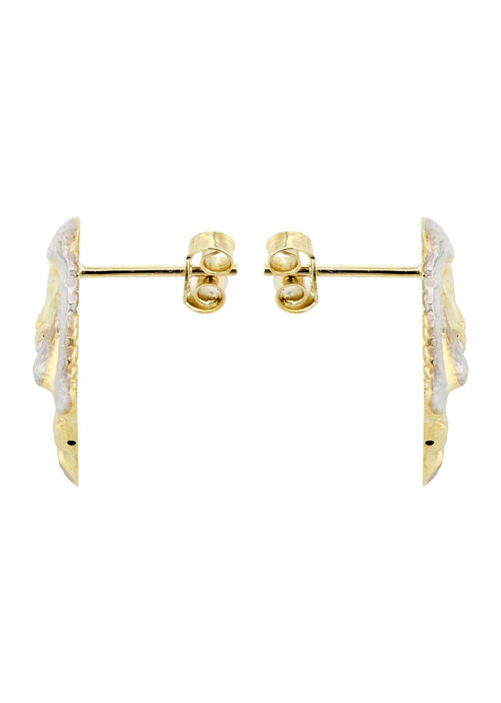 Jesus Head 10K Yellow Gold Earrings | Appx 1/2 Inches Wide Gold Earrings For Men FROST NYC 