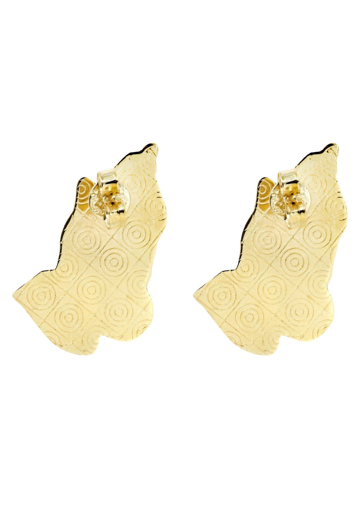 10K Solid Yellow Two Tone Diamond Cut Gold Praying Hands  10kt Yellow Gold Diamond Praying Hands Stud Earrings main image 2