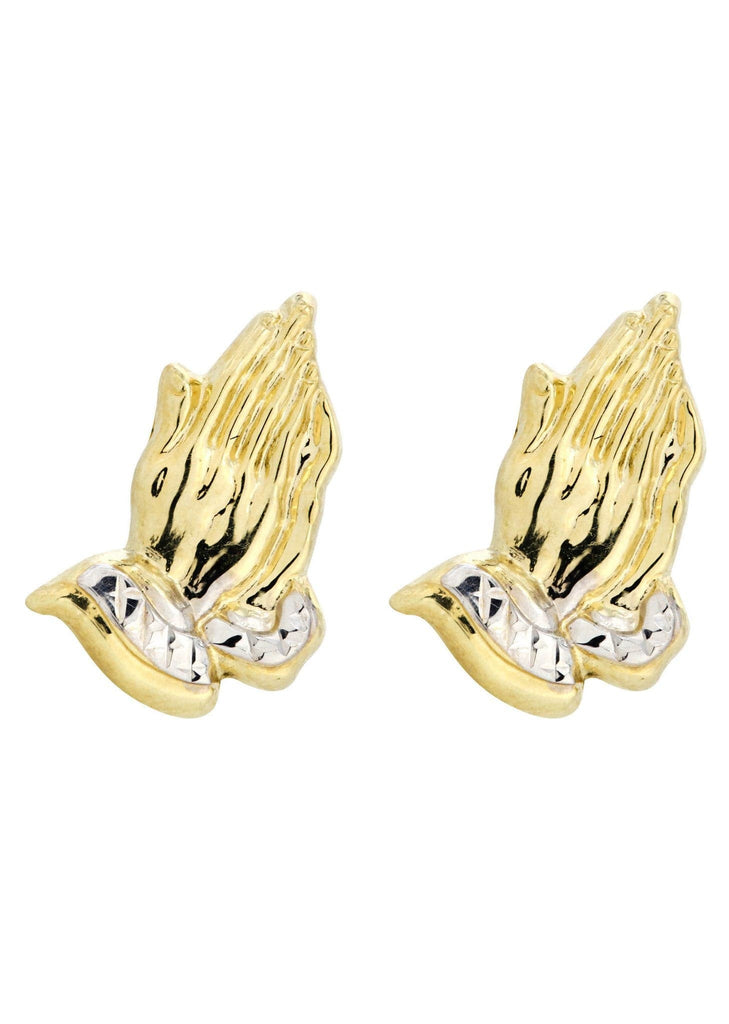 Praying Hands 10K Yellow Gold Studs | Appx. Diameter 0.5 Inches Gold Stud Earrings FROST NYC 