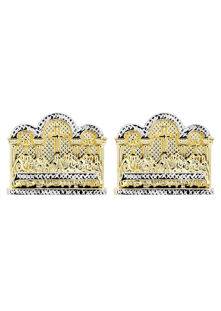Last Supper 10K Yellow Gold Studs | Appx. Diameter 1.4 Inches Gold Stud Earrings FROST NYC 
