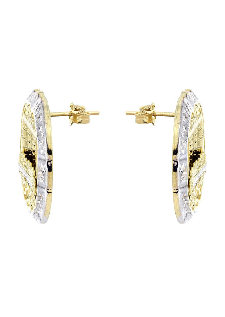 Last Supper 10K Yellow Gold Earrings | Appx 1.1 Inches Wide Gold Earrings For Men FROST NYC 