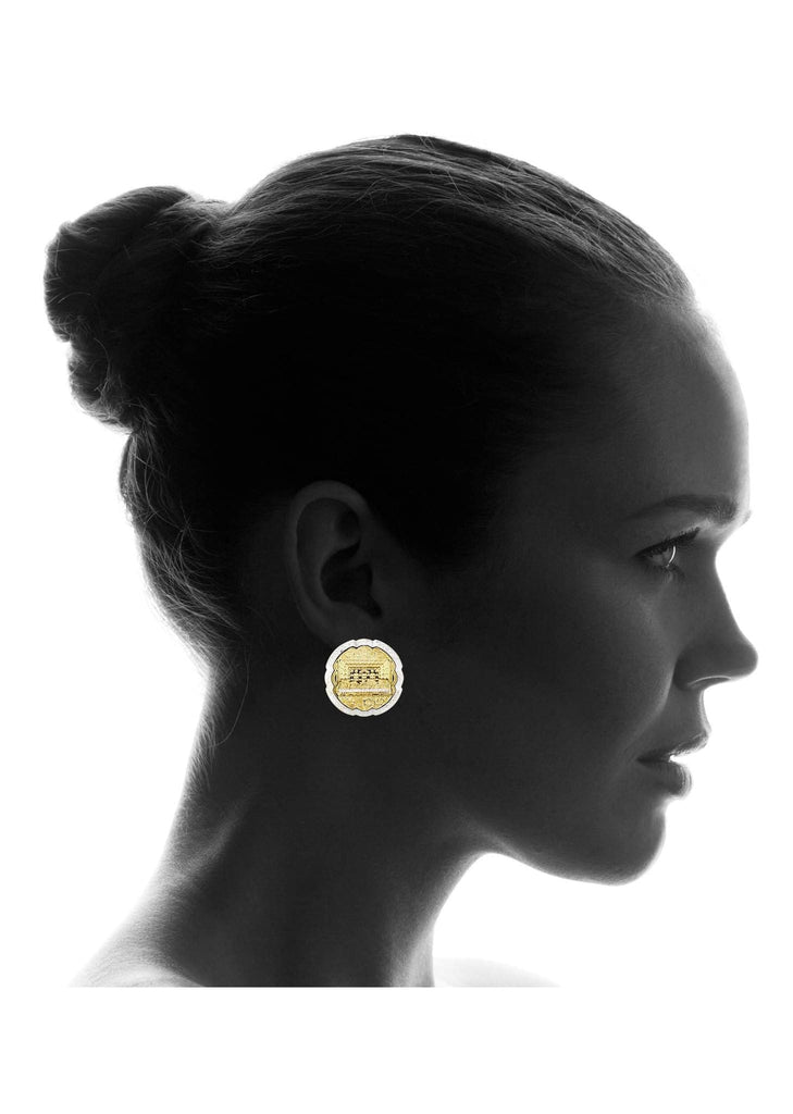 Last Supper 10K Yellow Gold Studs | Appx. Diameter 1.1 Inches Gold Stud Earrings FROST NYC 