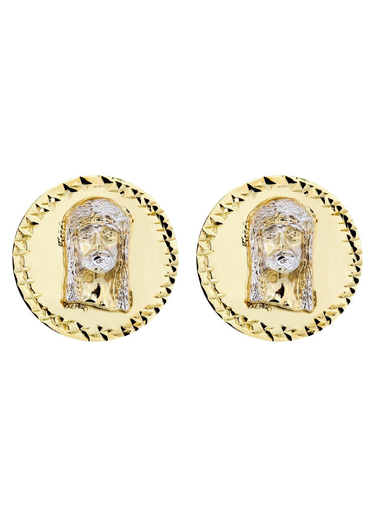 Jesus 10K Yellow Gold Studs | Appx. Diameter 0.75 Inches Gold Stud Earrings FROST NYC 
