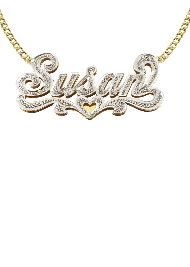14K Ladies Diamond Cut with Diamonds Name Plate Necklace | Appx. 7.1 Grams Name Plate Manufacturer 16 