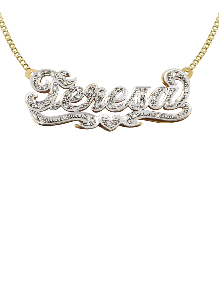 14K Ladies Diamond Cut with Diamonds Name Plate Necklace | Appx. 10.4 Grams Name Plate Manufacturer 16 