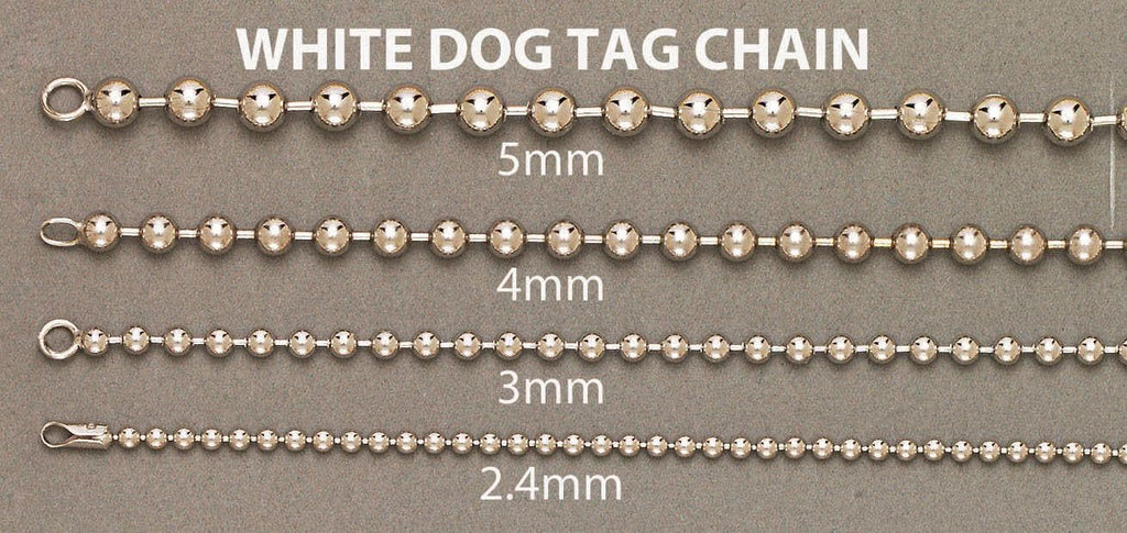 14K White Gold Chain - White Dog Tag Chain