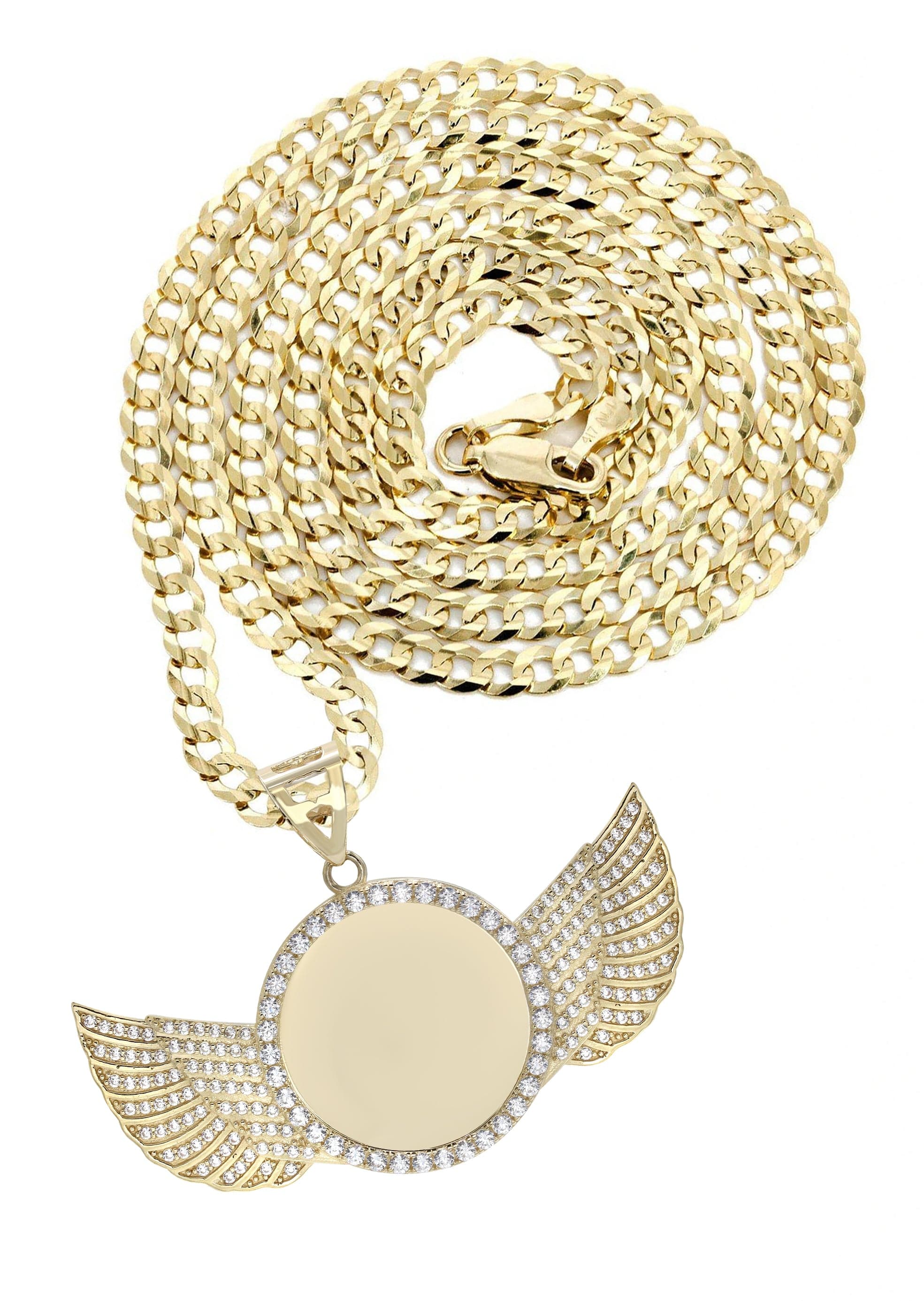 10K Yellow Gold Wings Picture Necklace Grams