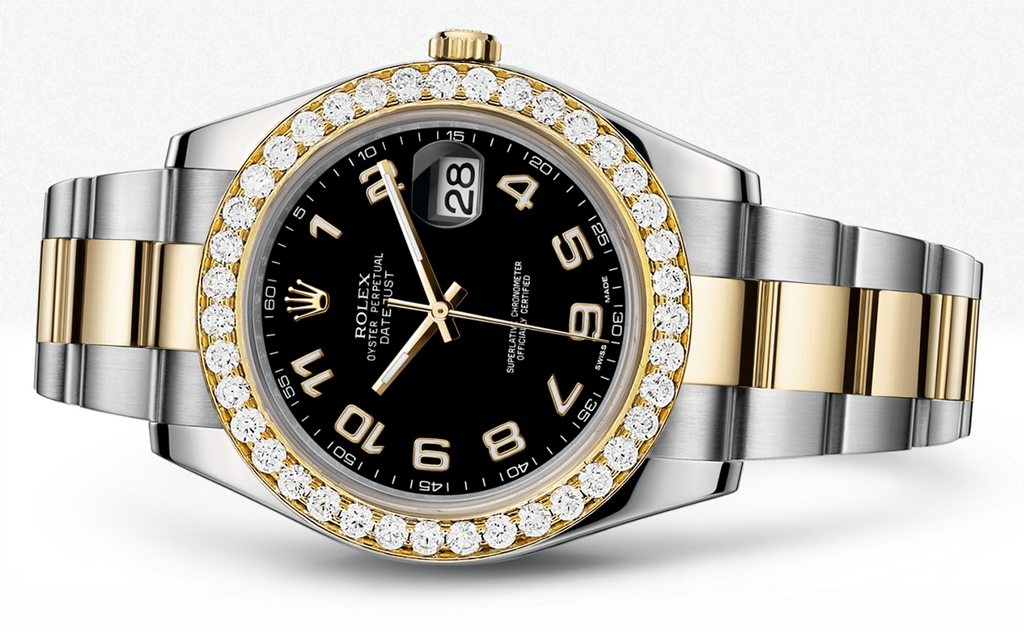 Rolex Datejust Ii Black Dial - Arabic Numerals With 5 Carats Of Diamonds WATCHES FROST NYC 