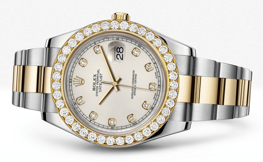Rolex Datejust Ii Ivory Dial - Diamond Hour Markers With 5 Carats Of Diamonds WATCHES FROST NYC 
