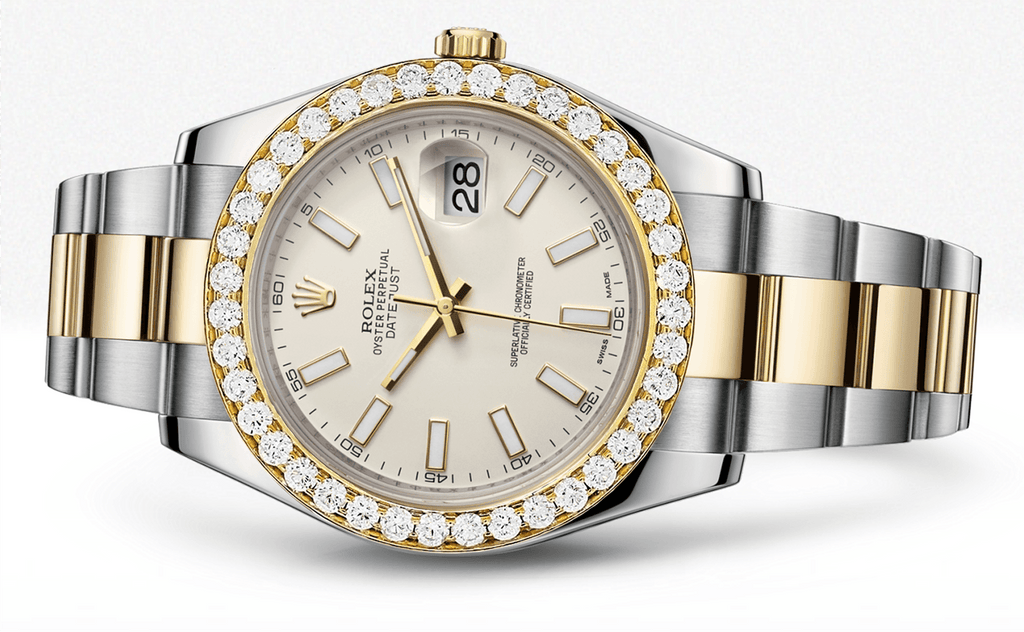 Rolex Datejust Ii Ivory Dial - Index Hour Markers With 5 Carats Of Diamonds WATCHES FROST NYC 