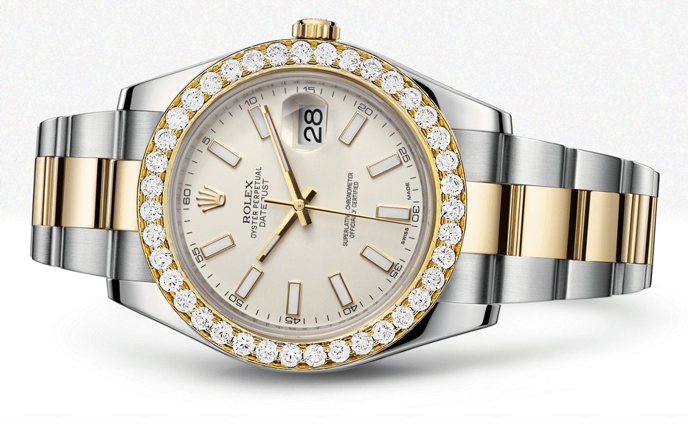 ROLEX デイトジャスト　ウーリ Rolex Datejust Ii Ivory Dial - Index Hour Markers With 5 Carats Of Dia