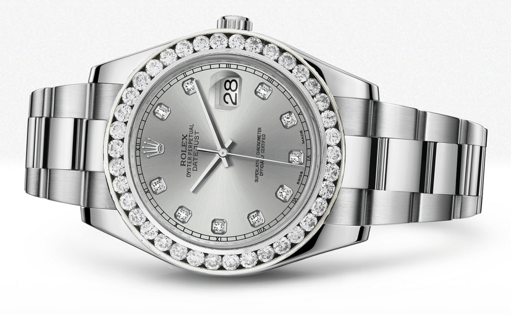 Rolex Datejust Ii Silver Dial - Diamond Hour Makers With 5 Carats Of Diamonds WATCHES FROST NYC 