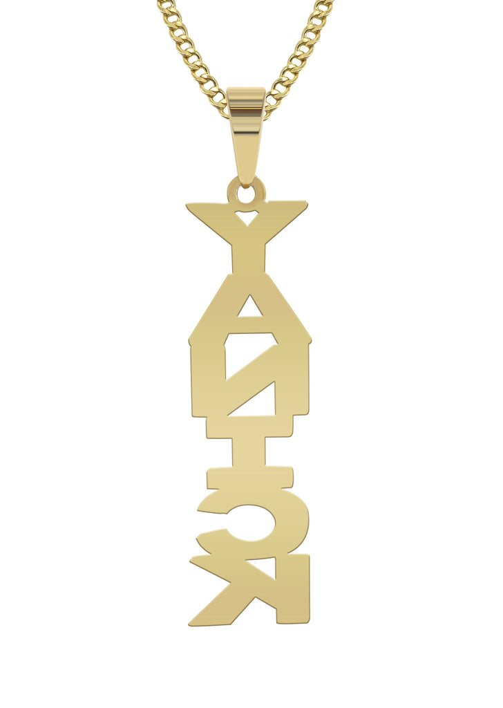 14K Ladies Vertical with Diamonds Name Plate Necklace | Appx. 12.9 Grams Name Plate Manufacturer 16 