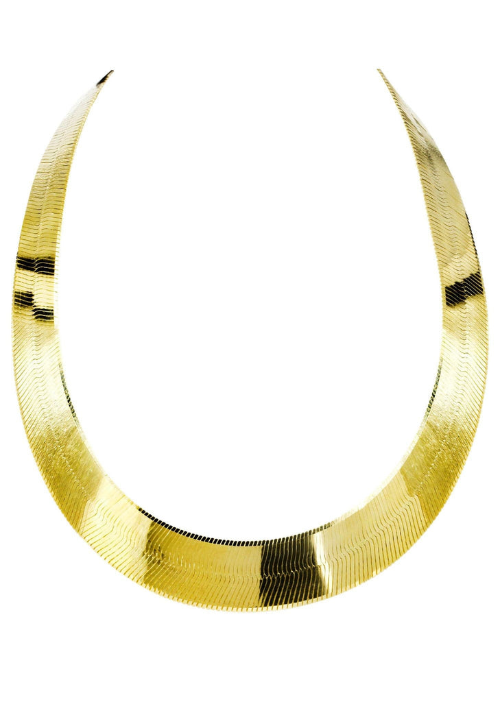 Real 10K Solid Yellow Gold Chain Herringbone Necklace 10mm Thick 22