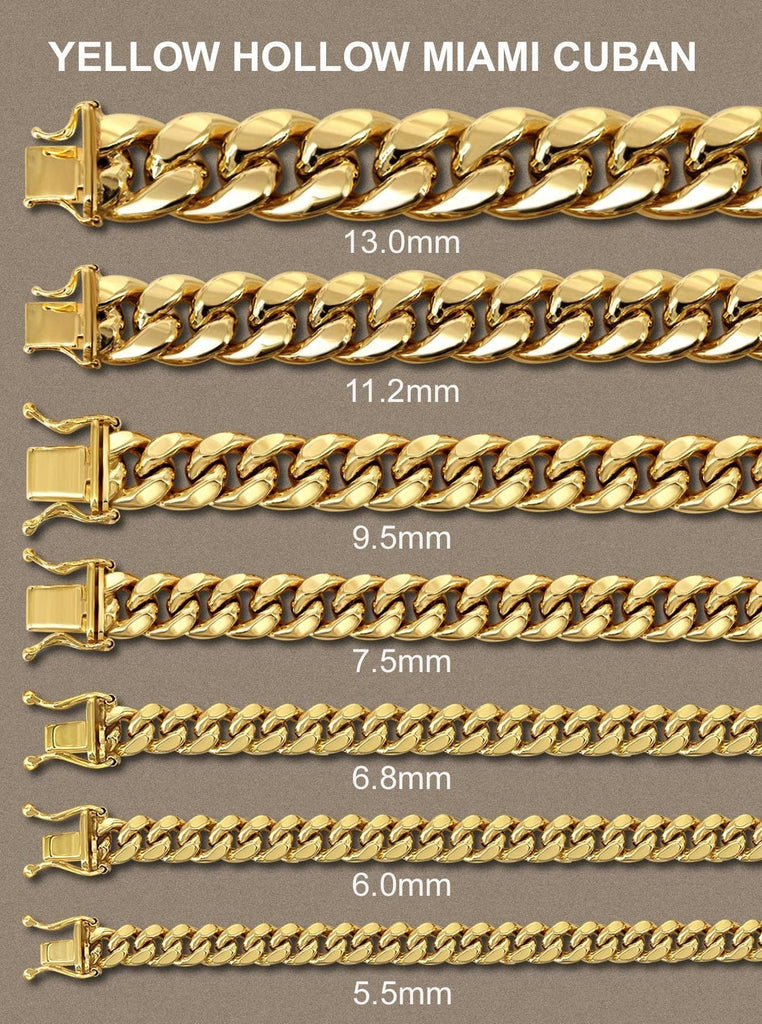 14K Gold Bracelet Hollow Miami Cuban Link Men's Gold Bracelets MANUFACTURER 2 