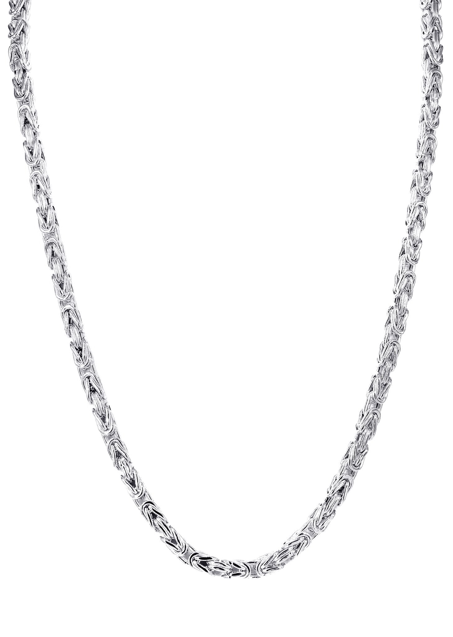 Mens Semi Solid Italian Byzantine Chain - White 10k Gold