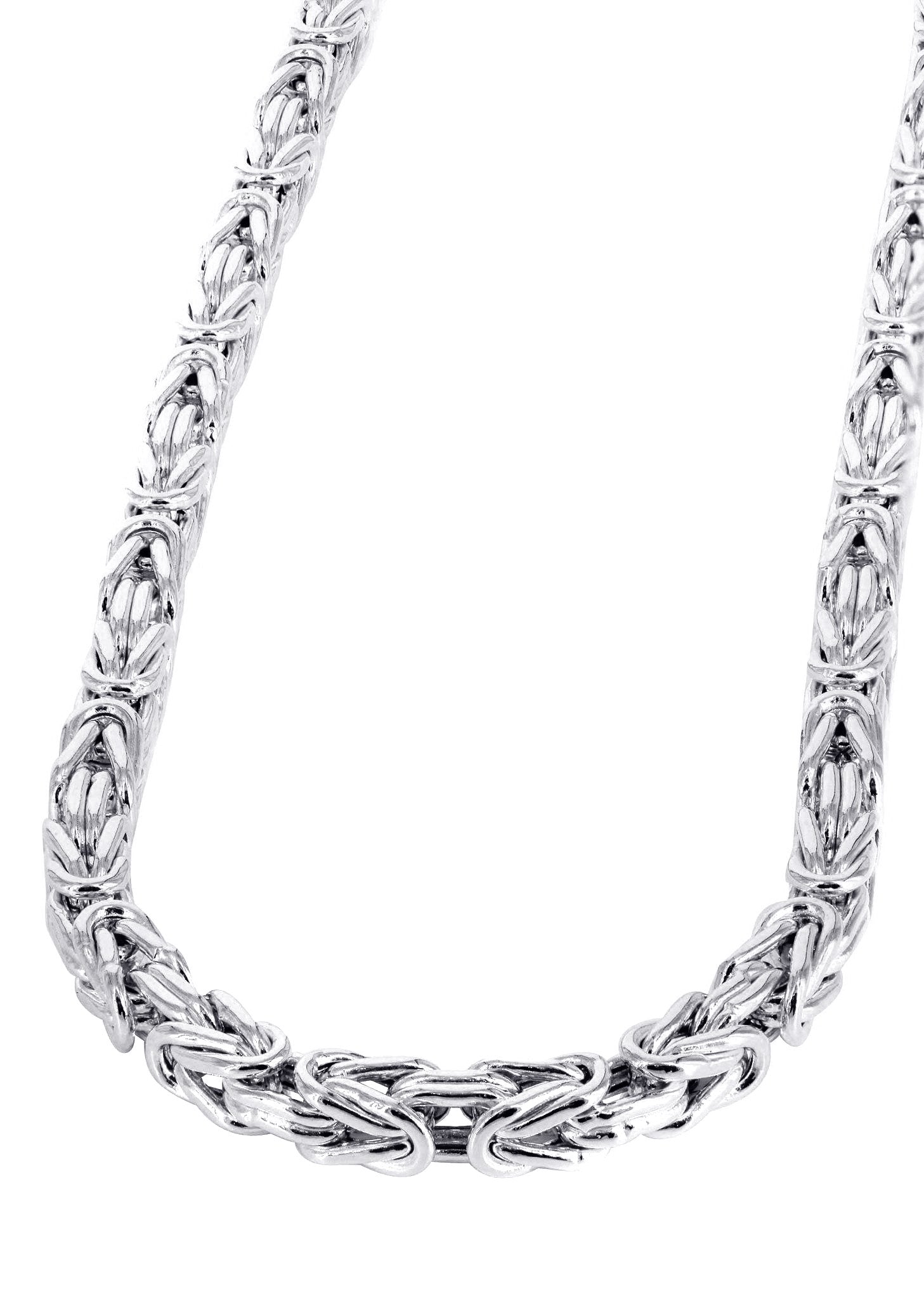 Mens Semi Solid Italian Byzantine Chain - White 10k Gold